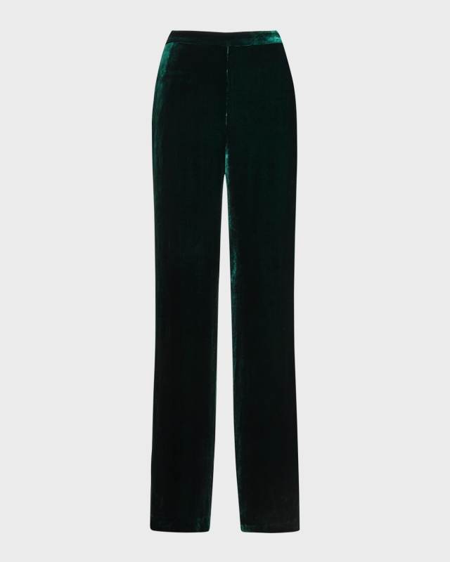 Velvet Straight-Leg Pants